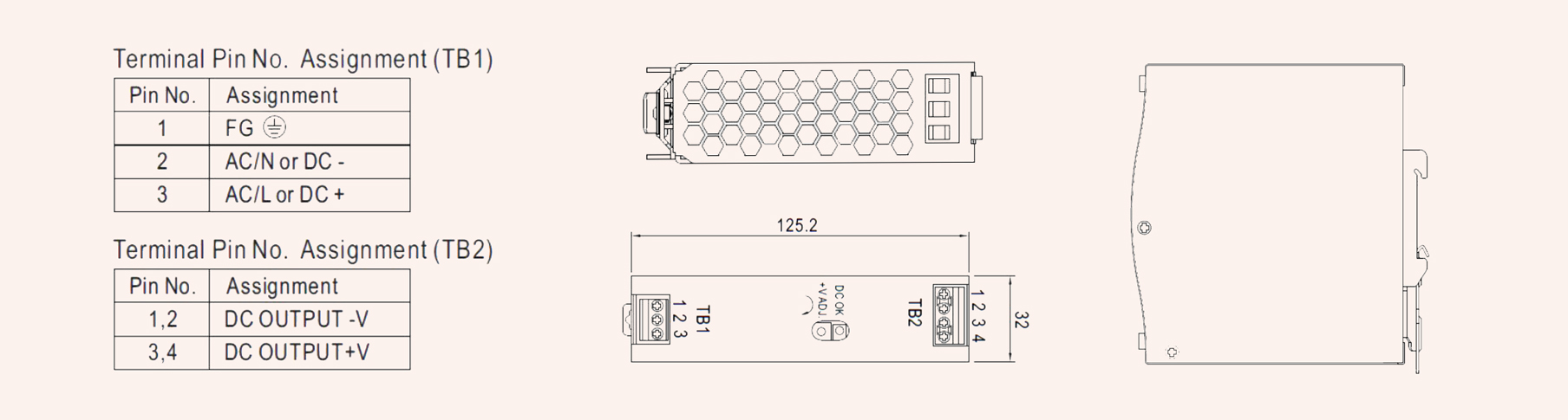 NDR dinrail 75W switching power supply