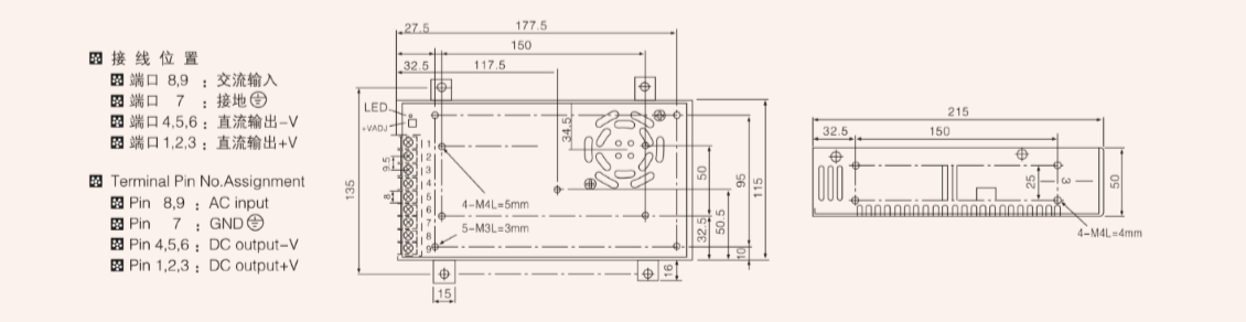 LRS-500 size Switching Power Supply For Led Strip CCTV Camera