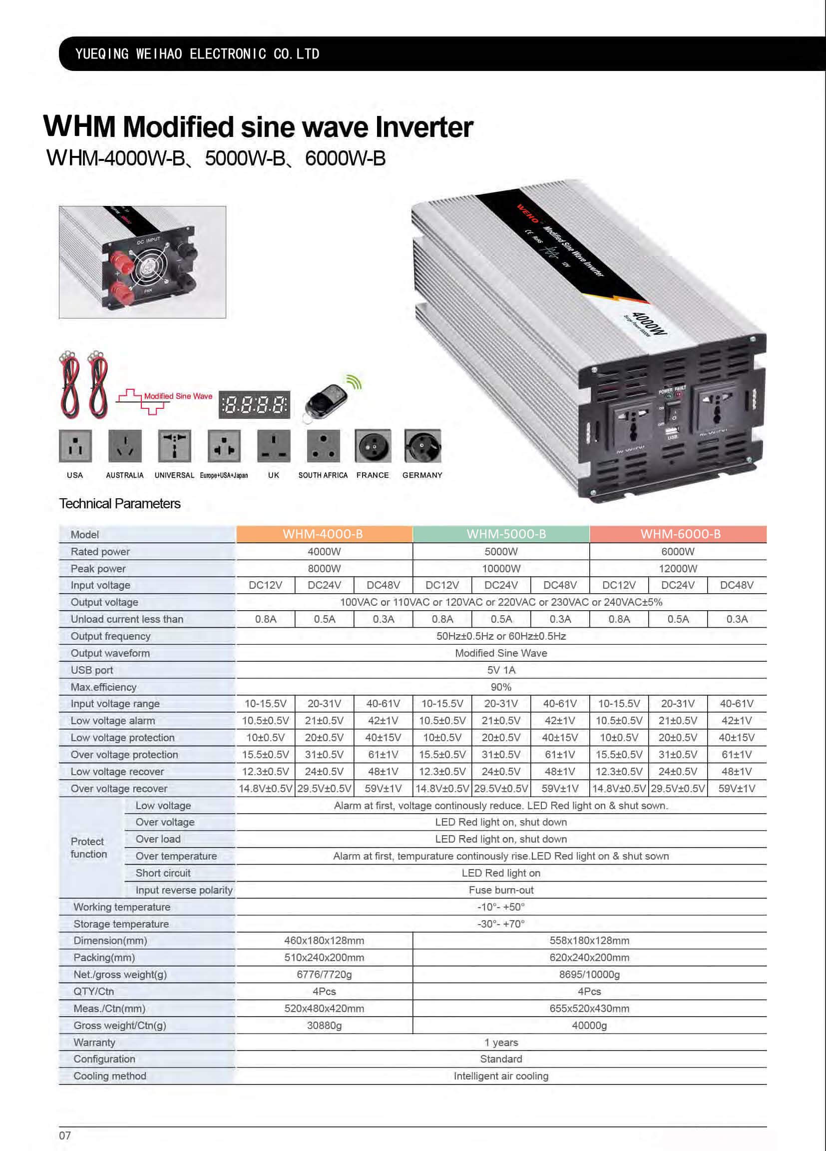 WHM-4000 5000 6000-B Modified sine wave power inverter